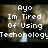 Pixelated image of a person with text overlay reading "Ayo Im Tired Of Using Technology! Why Don't You Sit Down on top of me" in white block letters.