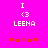 Pixelated icon with bright pink background, white text "I <3 LEENA" and five red heart symbols below, showing animation change in heart colors.