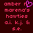 Pixelated text in pink and purple on dark red background with a heart symbol replacing the 'n' in 'amber n' on the left side.