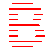 Four red 'B' characters on gray background, each with distinct pixelated line patterns forming the letter.