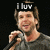 A four- shows a person holding a microphone, with text above the top-left and top-right