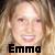 Pixelated static image of a person's face with the name "Emma" in bold text at the bottom, set against a blurred background.