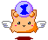 A 3x3 grid of pixel art frames showing a cartoon hamster with wings and a crystal ball, each frame displaying different expressions or wing positions against a gray background.