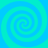 Four spiral patterns arranged in a on a blue-green gradient background, each spiral rotating clockwise with alternating light and dark blue-green bands