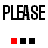 pixelated text and colored squares displaying variations of 'PLEASE PLEASE' and 'JUST SAY YOU LOVE ME' in black, pink, red, and white