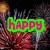 Pixelated icon with four distinct text elements: 'happy' in pink on green, 'nfw' in blue on cyan, 'YCAR!' in black on yellow, and blurred lights against dark background.