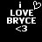 Two side-by-side pixelated images display white text on black background with 'i LOVE BRYCE <3' and a heart symbol above 'i' in the left image.
