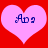 Two pink hearts on red background with blue text 'Ad' inside each heart, pixelated rendering.