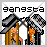 Pixel art contact sheet showing two frames of an animated icon with a cartoon character and text changing from black to yellow.