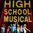 A static image with a red background, featuring a 'High School Musical' poster on the left and yellow pixelated text on the right.