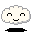 Pixelated cloud-shaped avatar with multiple facial expressions and a red mouth in some variations, set against a gray background.