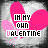 identical animated icons featuring a pink heart and text 'IN MY OWN VALENTINE' on a gray background with scattered pink particles