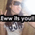 A person with long dark hair and sunglasses makes a peace sign, wearing a white shirt with black text; the image displays 'Eww Its you!!' in bold letters.