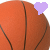Two side-by-side basketball icons with heart symbols, one purple and one black, on a transparent background.