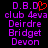 Pixelated text in purple and red on black background, with a heart symbol replacing the middle dot of D.B.D.