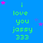 Blue background with green text reading "i love you jassy 333" repeated in a , surrounded by pink and purple stars