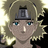 Pixelated character with light brown hair, blue eyes, and a dark gray headband featuring a metallic emblem on the forehead.