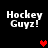 Four identical pixelated 'Hockey Guyz!' text displays with red heart symbols in different positions on a black background.