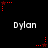 A black background displays repeated white text 'Dylan' with red star-shaped animations in various positions.