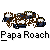 Animated contact sheet of 16 frames showing a pixelated character transformation sequence with repeated text "Papa Roach" below each frame.