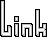 Pixelated text 'Link' repeated in two on gray background with black and white outlines