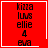 Red square icon with black pixelated text listing names and numbers, featuring a white heart symbol in top-right corner of one frame and a white starburst symbol in bottom-right corner of another frame.