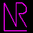 A pixelated logo composed of bright magenta and purple lines forming stylized letters on a black background.