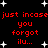Red pixelated text on black background with white stars, repeating 'just incase you forgot ilu...' in two