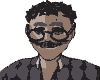 Animated sequence of a cartoon character with curly hair, glasses, and mustache in four facial expressions across three