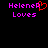 Pixelated text and heart symbol on black background, with one version showing a red heart replacing the 'A' in 'HeleneA' and another showing 'HeleneR' with no heart.