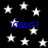 Black background with scattered white stars and four instances of blue text reading "OMG!" in pixelated font.