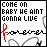 Static image of text and symbols with a repeating phrase, rainbow-colored 'forever' script, and black-and-white cat ears on a white background.