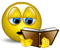 Animated contact sheet of a yellow emoji reading a book across multiple frames showing mouth and eye changes.