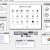 A grid of small grayscale icons arranged in rows and columns with a central panel showing multiple variations, surrounded by partial views of additional icon sets.