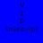 Blue background with light blue rectangular sections containing stacked 'VIP' text and '(missvip)' below, where the middle section's rectangle is highlighted.