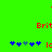 Green background with red text 'Brit' and blue star-like symbols, some of which change position between frames.