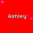 Red background with cyan text 'Ashley' repeated , pink stars scattered throughout, gray rectangle in bottom-right corner