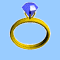 Animated sequence of a gold ring with a blue gemstone rotating against a light blue background.