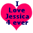 Two identical pink heart-shaped icons with dark blue text reading "I Love Jessica 4 ever" displayed side-by-side.