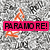 Pixelated image with gray background showing orange 'RIOT!' text in pink box and separate orange 'RIOT' text below.