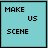12 turquoise with black borders, each containing text that changes across frames; the word 'SCENE' is partially visible in some while other letters shift