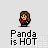 Pixel art character with brown hair and green eyes in red top, blue pants; text 'Panda is HOT' below each frame.
