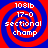 Four identical pixelated icons arranged in a , each featuring red and blue spiral patterns with white text reading "103lb", "17-0", "sectional", and "champ"