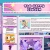 Pixelated interface with pink and blue header, multiple grid-aligned sections, and a central yellow-orange icon with dark eyes.