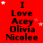 Red background with repeated text "I Love Acey Olivia Nicolee" in black font, scattered white and pink stars, and a gray rectangle in bottom-right corner.