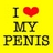Static pixel art icon with yellow background featuring text "I ❤️ MY PENIS" in blocky font, red heart symbol replacing the word love.