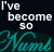 A 50x48 pixel animated buddy icon featuring text and stylized script against a dark background, with two visible frames showing slight animation differences in the lower script element.