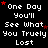 A 4x3 contact sheet of an animated text-based buddy icon showing repeated white pixelated text "One Day You'll See What You Truely Lost" with red stars on a black background, arranged in four columns and three rows across eleven sampled frames.