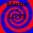 Four identical display red and blue spiral patterns with black text reading "Martin = LOVE" in each