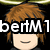 Pixelated character with brown hair and black shirt, displaying three text overlays: 'bertM1', 'rox', and 'sox!' across different frames.